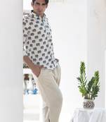 White printed cotton indo-western-dresses