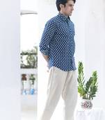 Blue printed cotton indo-western-dresses