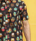 Black printed cotton indo-western-dresses