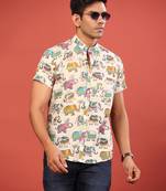 Multicolor printed cotton indo-western-dresses