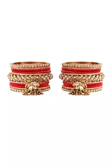 Traditional Shining Bangle Jhumki Bangle Set For Two Hands By Orange