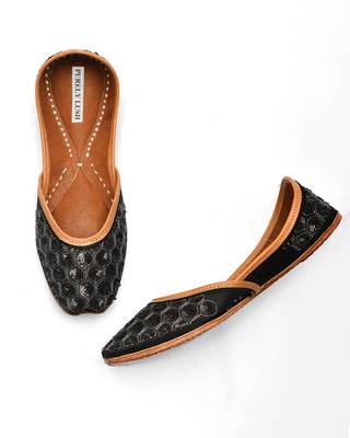 Black Sequin Women Punjabi Mojari 1
