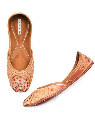 Peach Pastel Embroidered Women Juttis 1
