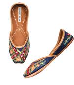 Black Multi-color Embroidered Juttis for Women