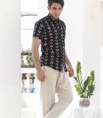 Black printed cotton indo-western-dresses