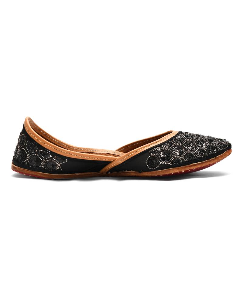 Black Sequin Women Punjabi Mojari