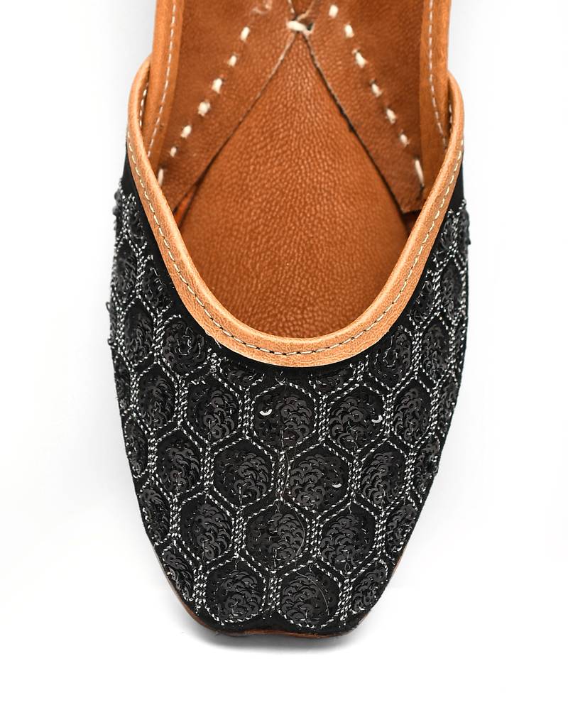 Black Sequin Women Punjabi Mojari