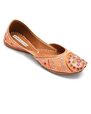 Peach Pastel Embroidered Women Juttis 2