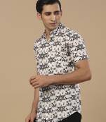 White printed cotton indo-western-dresses