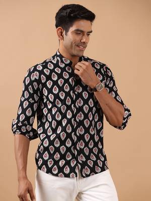 Black printed cotton indo-western-dresses 1