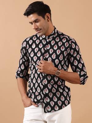 Black printed cotton indo-western-dresses 2