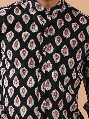 Black printed cotton indo-western-dresses 3