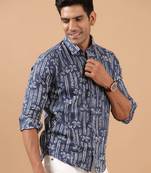 Blue printed cotton indo-western-dresses