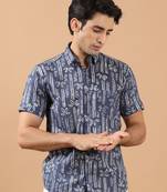 Blue printed cotton indo-western-dresses