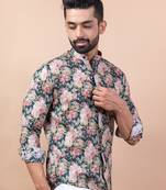 Multicolor printed cotton indo-western-dresses