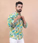 Blue printed cotton indo-western-dresses