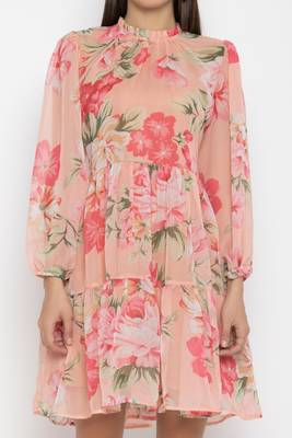 Sew You Soon Pink Floral Layered Dress 4