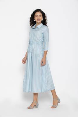 Sew You Soon Blue & White Striped Maxi Dress 2