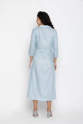 Sew You Soon Blue & White Striped Maxi Dress 3