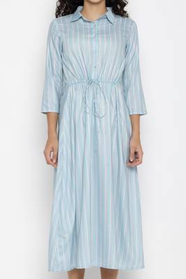 Sew You Soon Blue & White Striped Maxi Dress 4