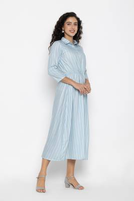 Sew You Soon Blue & White Striped Maxi Dress 5