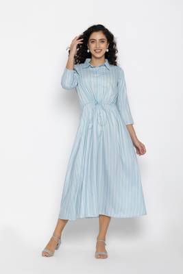 Sew You Soon Blue & White Striped Maxi Dress 1