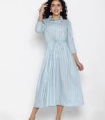 Sew You Soon Blue & White Striped Maxi Dress