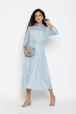 Sew You Soon Blue & White Striped Maxi Dress 6