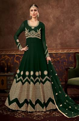 Dark Green Georgette Anarkali Salwar Kameez 1