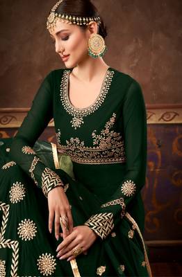 Dark Green Georgette Anarkali Salwar Kameez 4