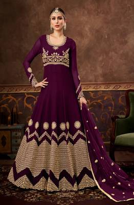 Wine Georgette Anarkali Salwar Kameez 1