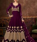 Wine Georgette Anarkali Salwar Kameez