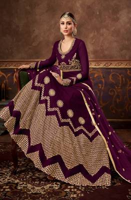 Wine Georgette Anarkali Salwar Kameez 3