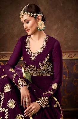 Wine Georgette Anarkali Salwar Kameez 4