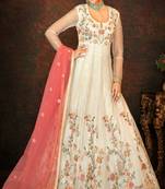 Off White Net Anarkali Salwar Kameez