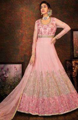 Baby Pink Net Anarkali Salwar Kameez 1