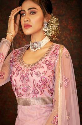 Baby Pink Net Anarkali Salwar Kameez 3