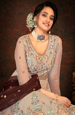 Beige Net Anarkali Salwar Kameez 3