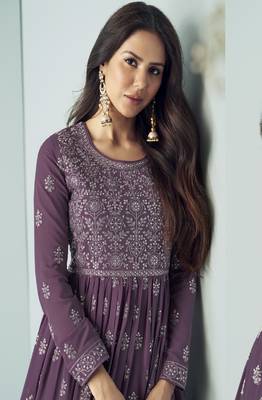 Purple Georgette Embroidered Anarkali Salwar Kameez 4