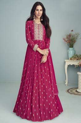 Rani Pink Georgette Embroidered Anarkali Salwar Kameez 1