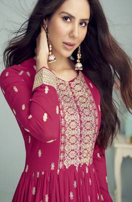 Rani Pink Georgette Embroidered Anarkali Salwar Kameez 3