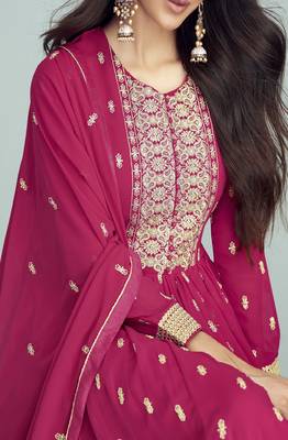 Rani Pink Georgette Embroidered Anarkali Salwar Kameez 4