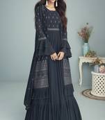 Navy Blue Georgette Embroidered Anarkali Salwar Kameez