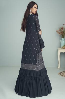 Navy Blue Georgette Embroidered Anarkali Salwar Kameez 2