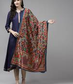 Yufta Blue Silk Digital Print Dupatta