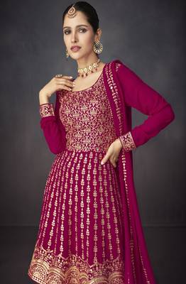 Rani Pink Georgette Embroidered Pakistani Salwar Kameez 2