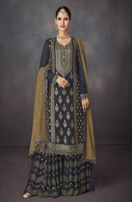 Black Georgette Embroidered Pakistani Salwar Kameez 1