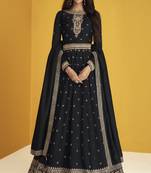  Sonam Bajwa Black Georgette Embroidered Anarkali Salwar Kameez