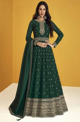  Sonam Bajwa Green Georgette Embroidered Anarkali Salwar Kameez 1