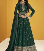  Sonam Bajwa Green Georgette Embroidered Anarkali Salwar Kameez